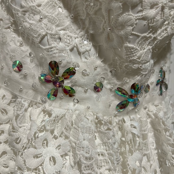 White Lace Prom Dress - Picture 4 of 12